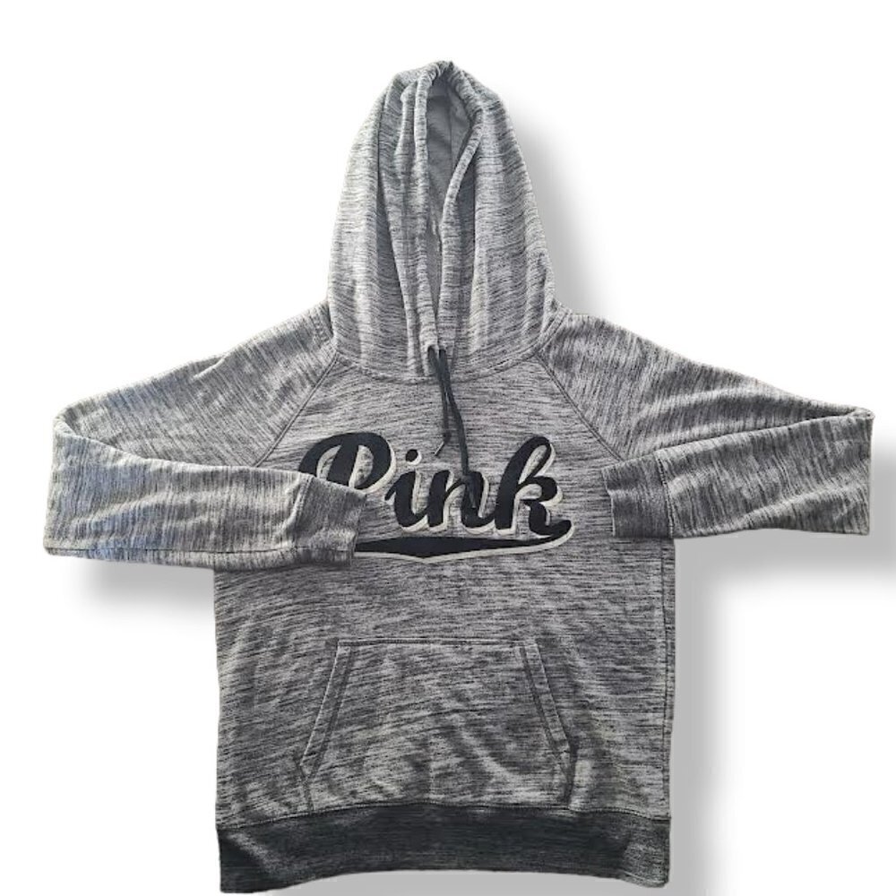 𝅺VS PINK Hthr Grey Blk Wht Pullover Hoodie